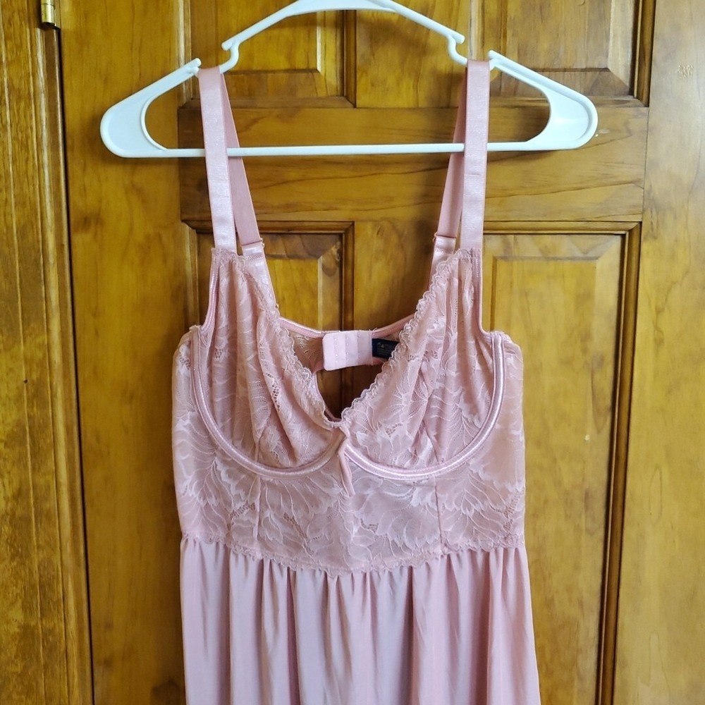 Carrie Amber Intimates Pink Lace Babydoll And Mesh G-string (New) - Picture 2 of 7